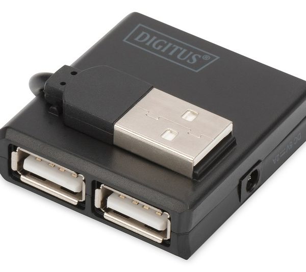Digitus USB 2.0 Çoklayıcı Kablolu Siyah(4 Port) - DA-70217