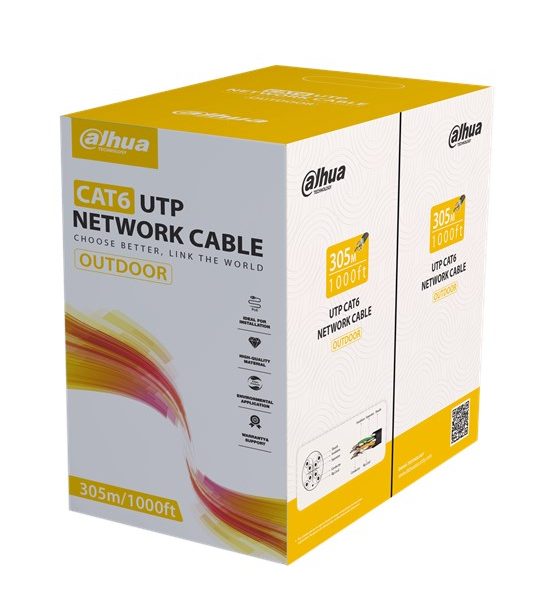 Dahua Cat6 UTP Outdoor Data Kablo Saf Bakır (305m) - PFM920-6UN-BLACK