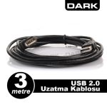 Dark USB Uzatma Kablosu Siyah (3m) - DK-CB-USB2EXTL300
