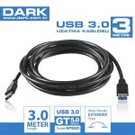 Dark USB Uzatma Kablosu Siyah (3m) - DK-CB-USB3EXTL300